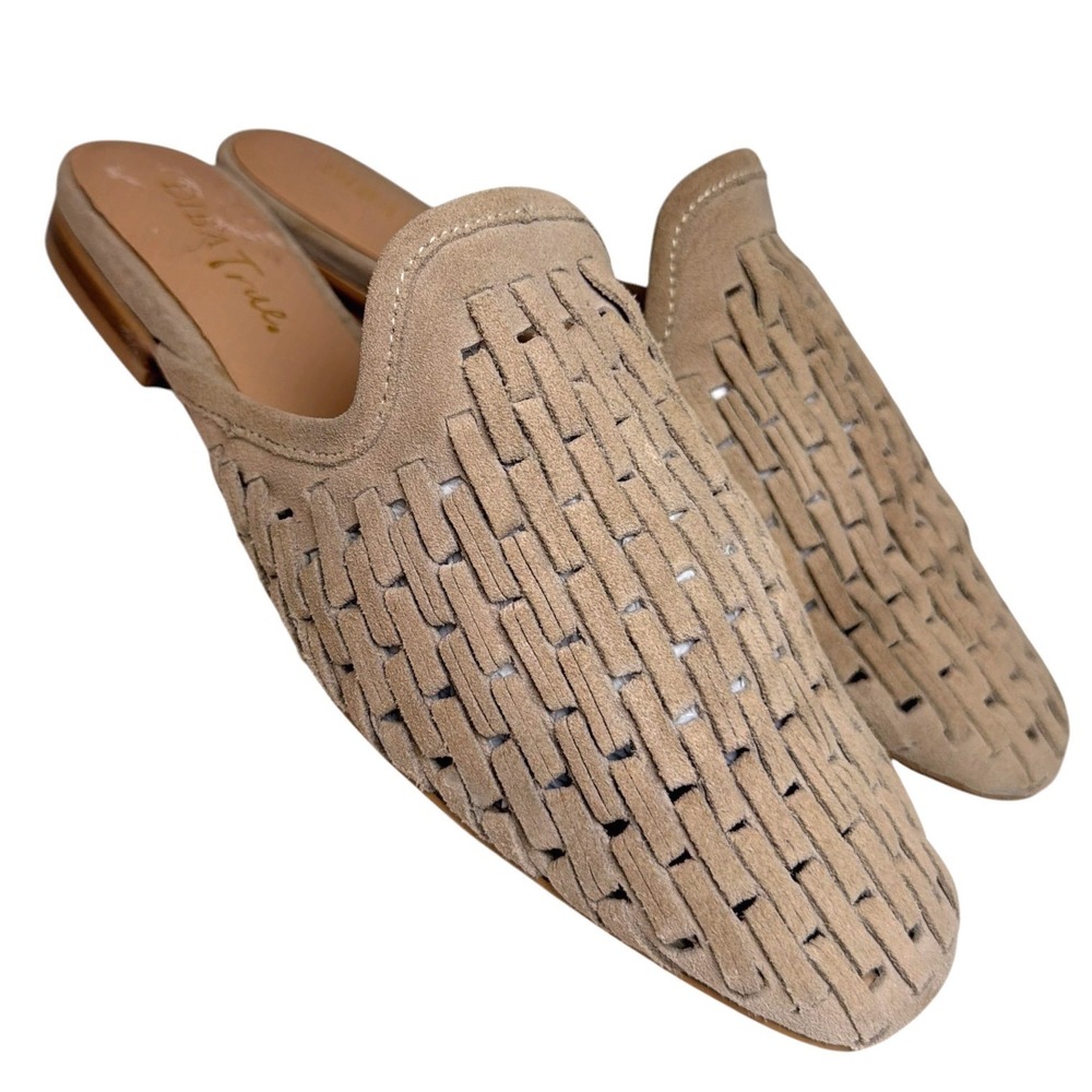 Diba True Jam Sesh Woven Leather Mule Loafers Taupe Beige Womens 8.5